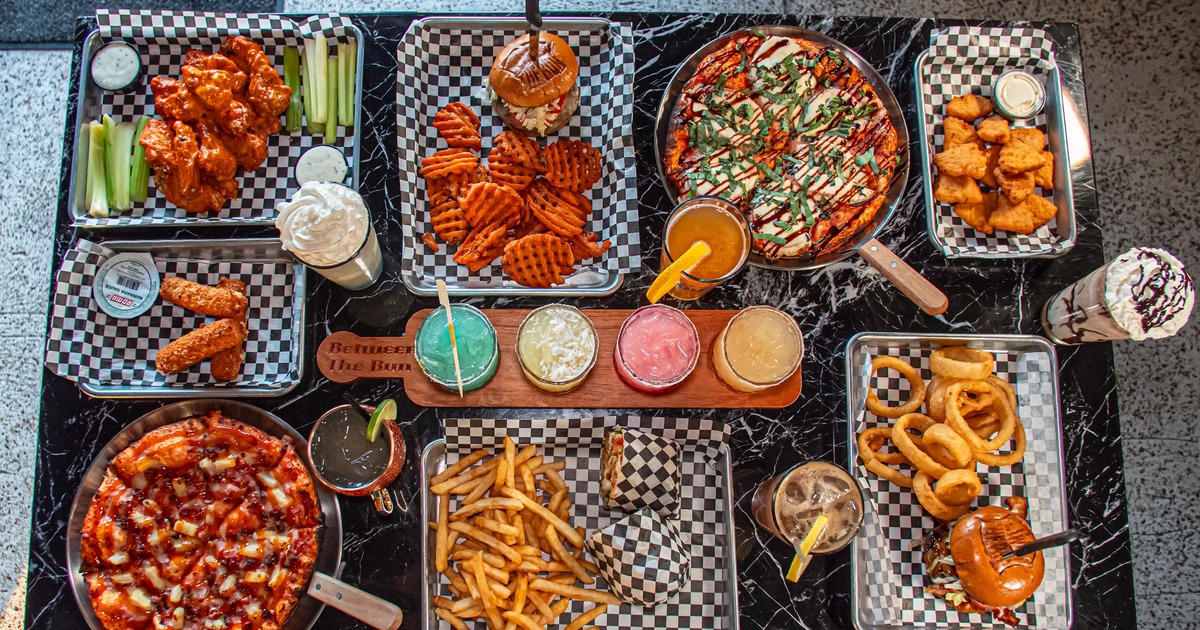 Various food and drinks