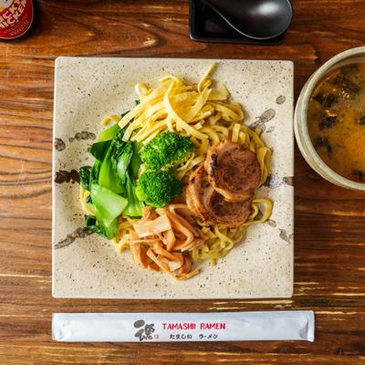 A plate of Tamashii tsukemen dipping noodles.