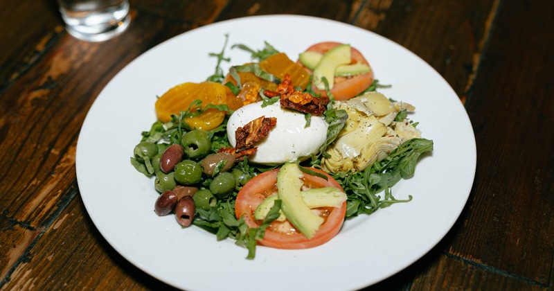 Burata salad served on the table