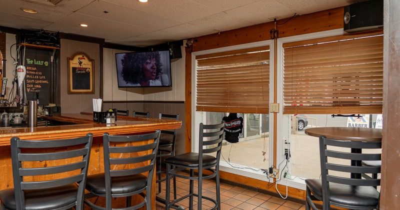 Dining space with tables and chairs