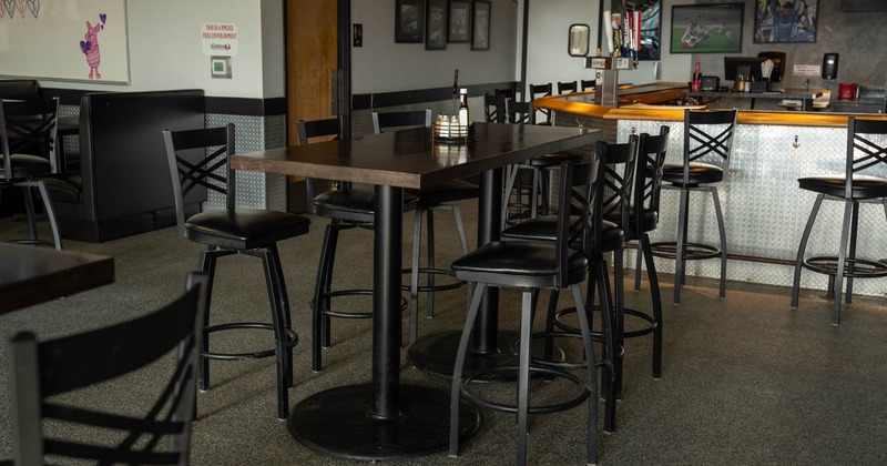 Interior, tall tables and bar stools