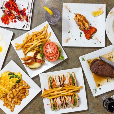 Different types of dishes served, top view