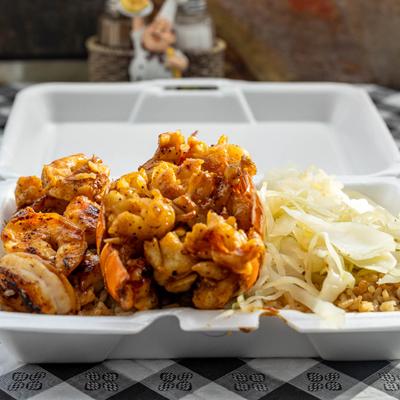 Hibachi Shrimp and Lobster, with cabbage.