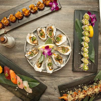 Assorted food dishes.