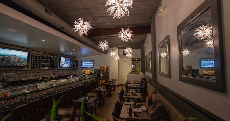 Dining area, guests enjoying dinner