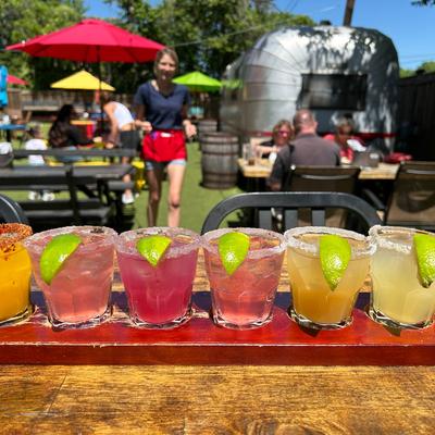 Margarita flight in an outdoor setting.