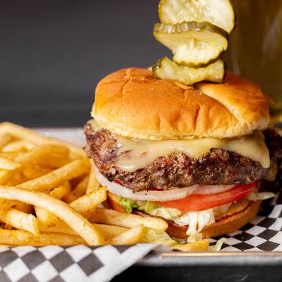 Boot Burger served with fries