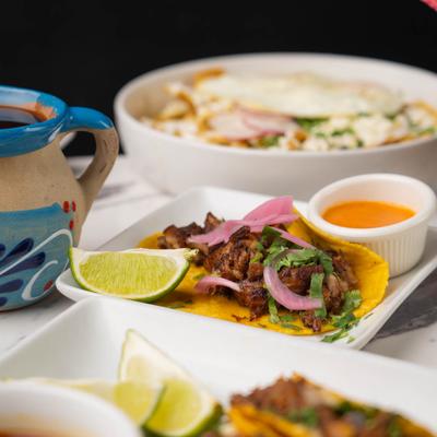 Assorted food dishes.