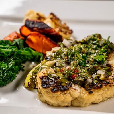 Cauliflower Cheese steak with veggies