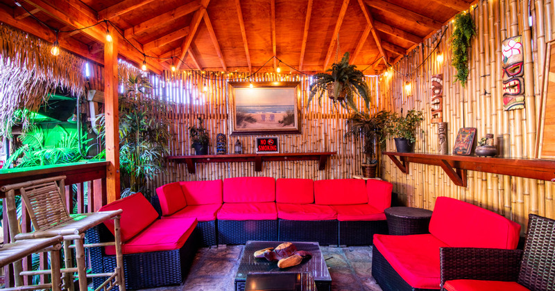 Exterior, decorated seating area