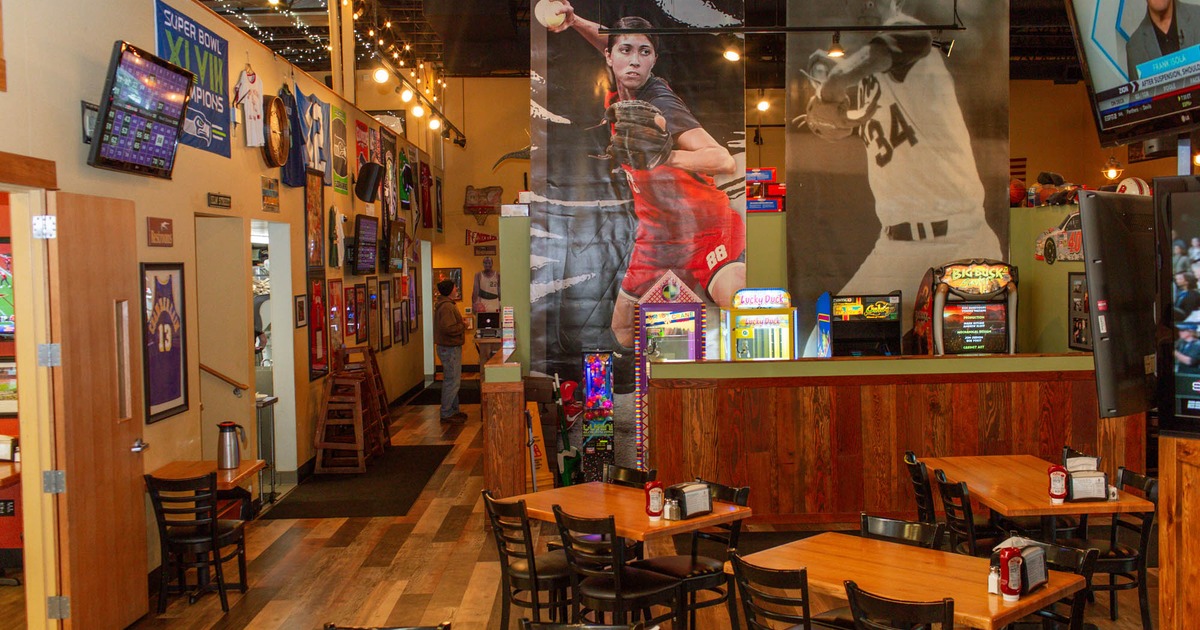 Interior, wide view of seating area