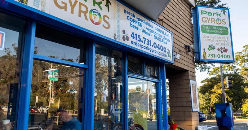 Exterior, restaurant entrance, sign above