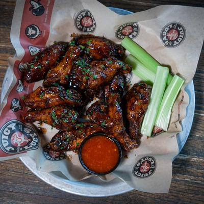 Served chicken wings.