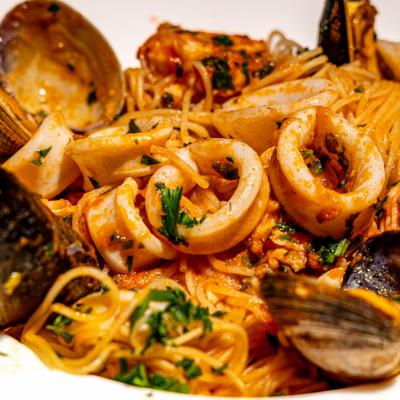 Mixed seafood pasta.