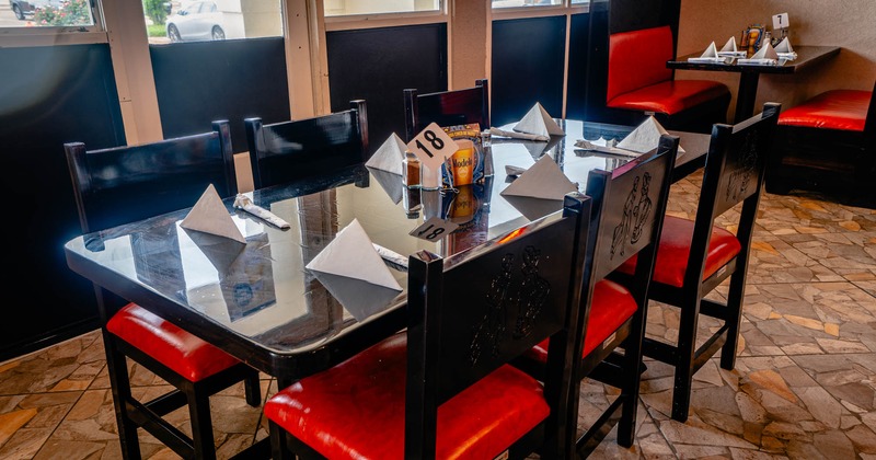 Interior, table ready for guests