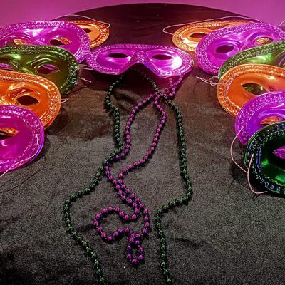 Mardi Gras Party Check in.