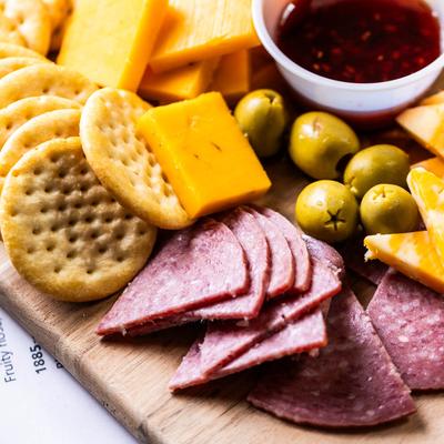 Charcuterie board, close-up.
