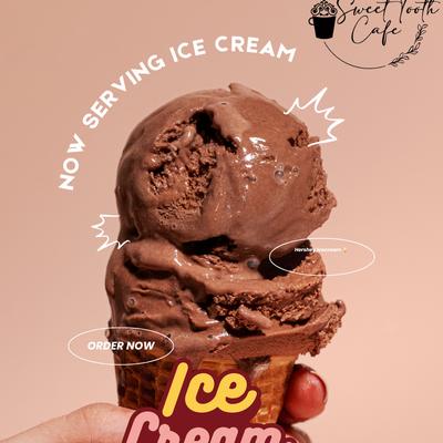 Sweet Tooth Cafe Promo Flyer Announcing they now serve ice-cream Gloucester VA.