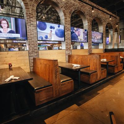 Dining area, booth tables.