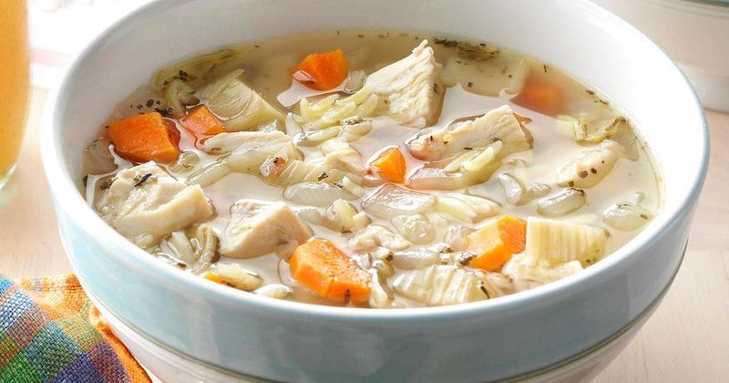 Chicken soup with noodles and carrots