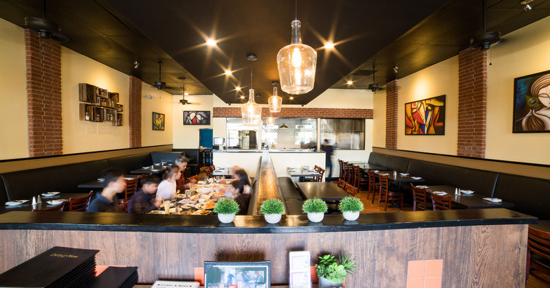 Interior, tables lined up