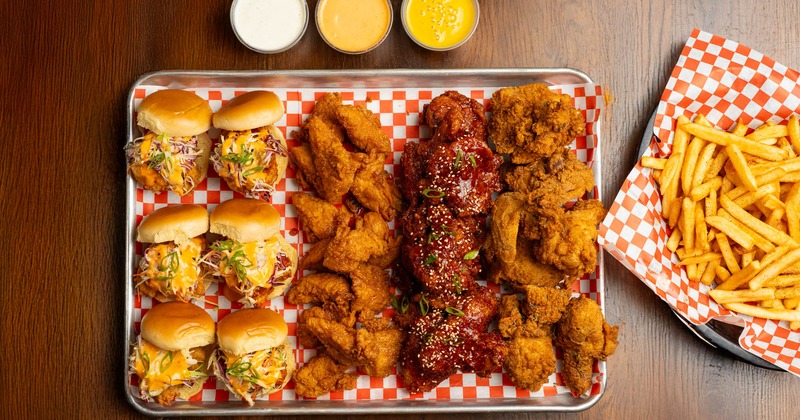 Fried chicken wings and sliders