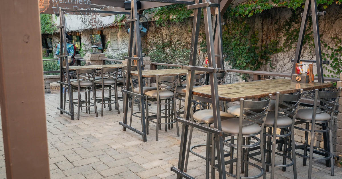 Patio, high tables and chairs