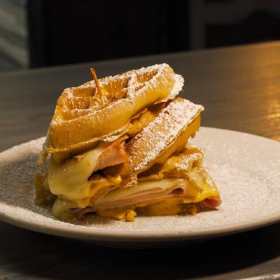 Waffle Monte Cristo sandwich
