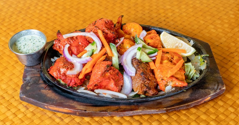 Mix Tandoori, with chicken, fish, lamb, and shrimp