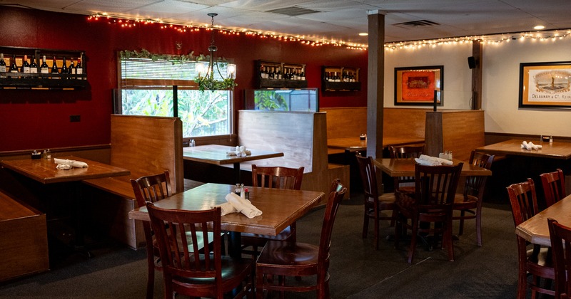 Nicely done interior dining area, dining tables ready for guests