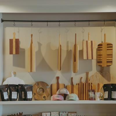 Various goods, merchandize, and accessories on display.