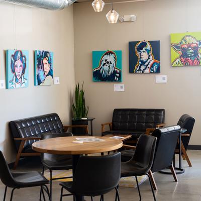 Seating area inside.