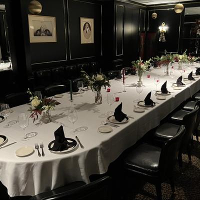 Elegant ambience of a room with a long set dining table