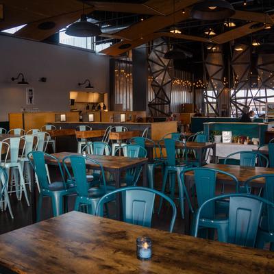 Interior, bar and seating area.