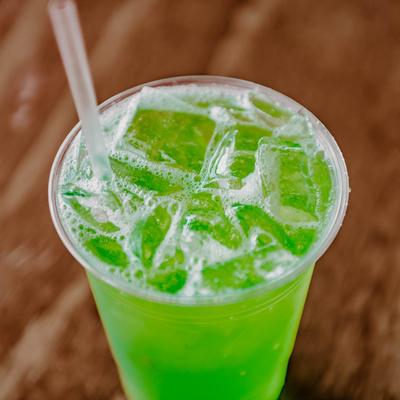 Green cocktail drink.