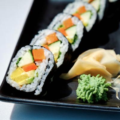 Veggie sushi roll, closeup