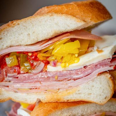 Italian Cold Cut Sandwich, close up shot.