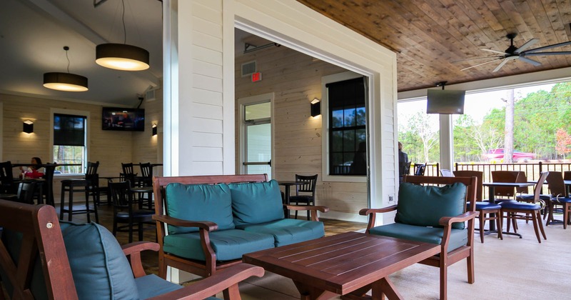 Exterior, covered seating area