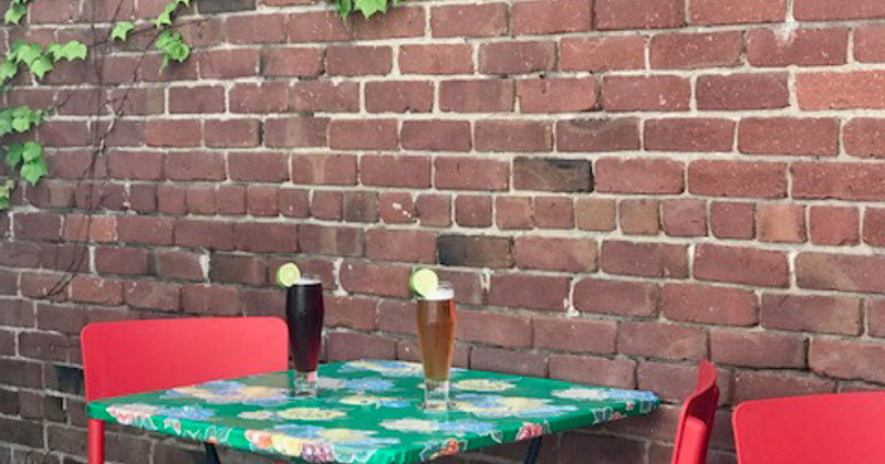 Table for two, two drinks on the table