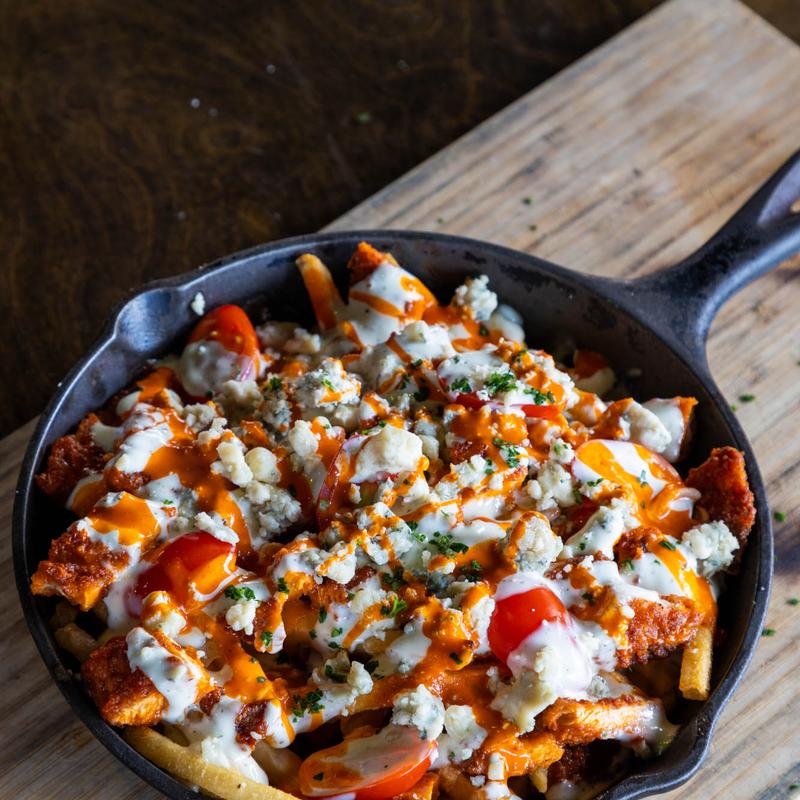 Buffalo Chicken Skillet Fries