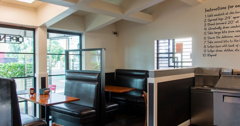 Interior space, dining area with dining booths