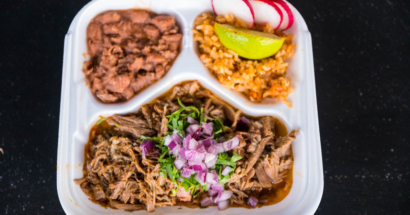 Food served in plastic, delivery container