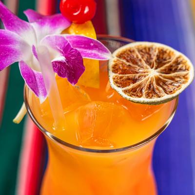 A close up Tequila Sunrise cocktail.