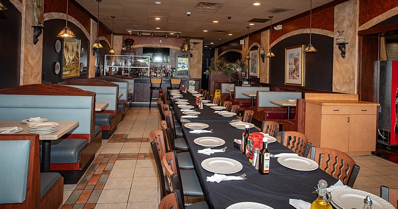Interior, set tables ready for guests