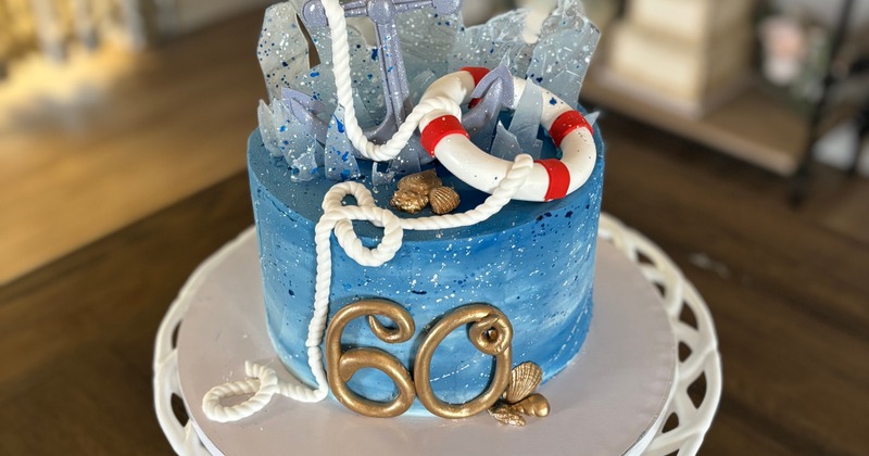 Nautical-themed birthday cake