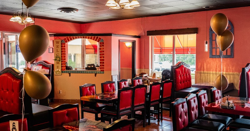 Interior, dining area with tables and chairs