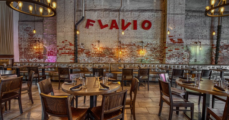 Interior, tables and chairs ready for guests