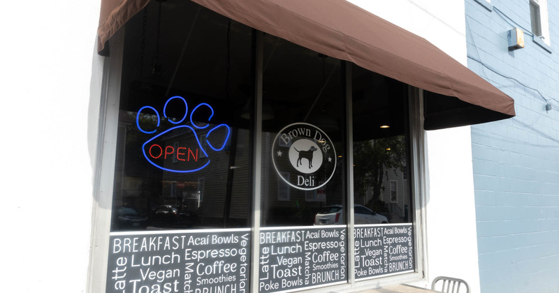 Exterior, logo on the window