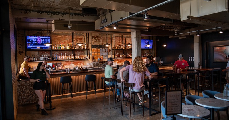 Interior, seating area and bar