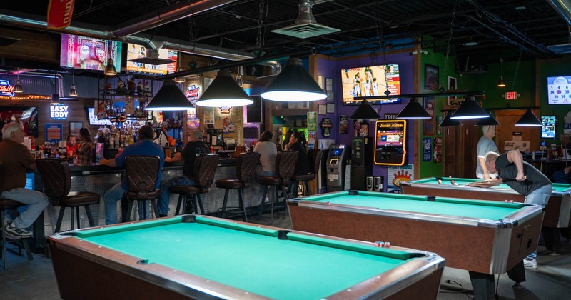 Interior, pool tables